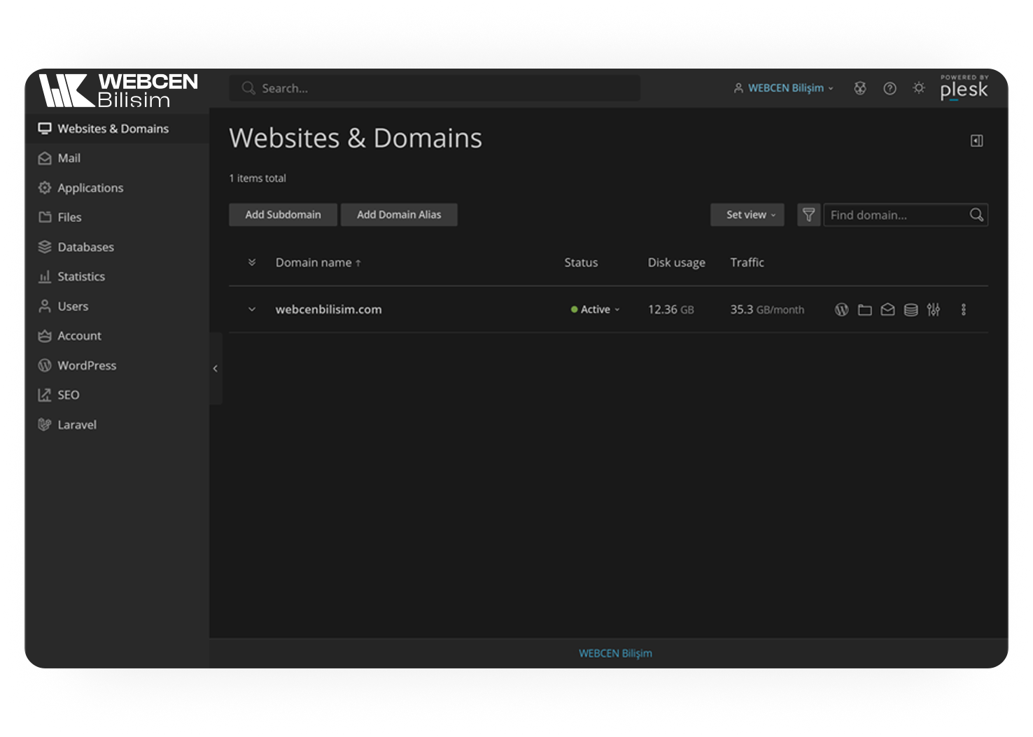 WEBCEN Bilişim – Web Hosting kontrol paneli WEBCEN Bilişim - Web Hosting kontrol paneli